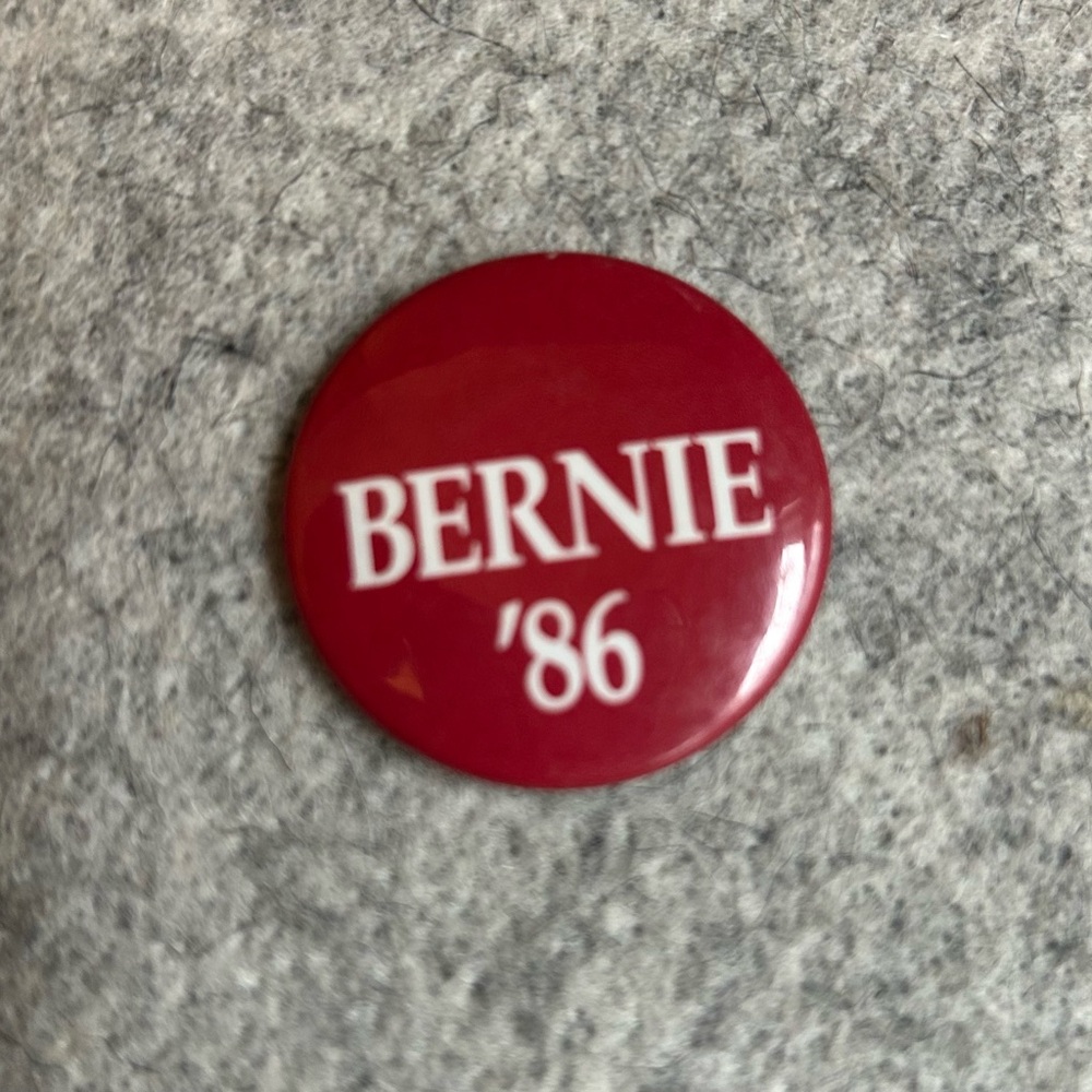 Vintage Red Bernie Sanders '86 Button when he ran for Governor in Vermont.